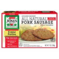 Jones Dairy Farm Golden Brown All Natural Pork Sausage Patties, 6 count, 7 oz, 6 Each