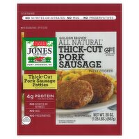 Jones Dairy Farm Golden Brown All Natural Thick-Cut Pork Sausage Patties, 20 oz, 20 Ounce