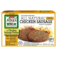 Jones Dairy Farm Golden Brown All Natural Chicken Sausage Patties, 4 count, 5 oz, 5 Ounce