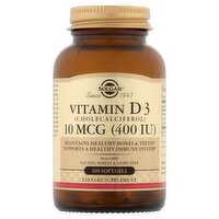 Solgar Vitamin D3 Dietary Supplement, 10 mcg, 100 count