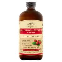 Solgar Liquid Calcium Magnesium Citrate Natural Strawberry Flavor Dietary Supplement, 16 fl oz