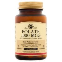 Solgar Folate Metafolin Dietary Supplement, 1000 mcg, 120 count