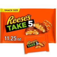 Reese's Take 5 Pretzels, Caramel, Peanut Butter, Peanuts, and Chocolate Bar Snack Size, 11.25 oz