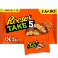 Reese's Take 5 Pretzels, Caramel, Peanut Butter, Peanuts, and Chocolate Bar Snack Size, 19.5 oz
