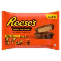 REESE'S Milk Chocolate Snack Size Peanut Butter Cups, Candy Jumbo Bag, 19.5 oz