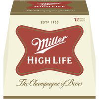 Miller High Life 12 Pack - 12 oz Bottles, 144 fl oz