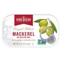 King Oscar Royal Fillets Skinless & Boneless Mackerel in Olive Oil, 4.05 oz