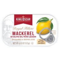 King Oscar Royal Fillets Skinless & Boneless Mackerel in Olive Oil with Lemon, 4.05 oz