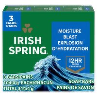Irish Spring Moisture Blast Soap Bars, 3.7 oz, 3 count