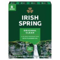 Irish Spring Original Clean Deodorant Bar Soap for Men, 3.7 oz, 8 Pack, 3.7 Ounce