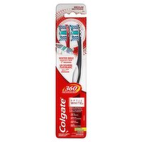 Colgate 360° Advanced Optic White Medium Toothbrushes Value Pack, 2 count