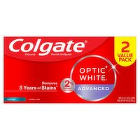 Colgate Optic White Advanced Icy Fresh Anticavity Fluoride Toothpaste, 4.5 oz, 2 count