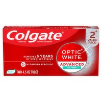 Colgate Optic White Advanced Icy Fresh Anticavity Fluoride Toothpaste Value Pack, 4.5 oz, 2 count