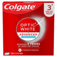 Colgate Optic White Advanced Shimmering Mint Sparkling White Toothpaste, 3.2 oz, 3 count