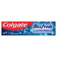 Colgate MaxFresh with Whitening Breath Strips Cool Mint Toothpaste, 6.3 oz