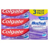 Colgate MaxFresh with Whitening KnockOut Mint Fusion Toothpaste Value Pack, 6.3 oz, 3 count