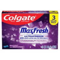 Colgate MaxFresh Knockout Mint Fusion Anticavity Fluoride Toothpaste Value Pack, 6.3 oz, 3 count