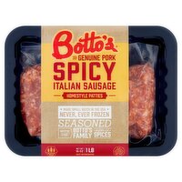 Botto's Genuine Pork Spicy Italian Sausage Homestyle Patties, 16 oz