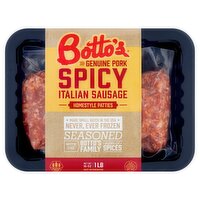 Botto's Genuine Pork Spicy Italian Sausage Homestyle Patties, 16 oz