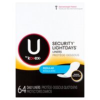 U by Kotex Clean & Secure Regular Liners, 64 count, 64 Each