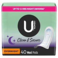 U by Kotex Clean & Secure Overnight Maxi Pads, 40 count