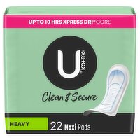 U by Kotex Clean & Secure Heavy Maxi Pads, 22 count