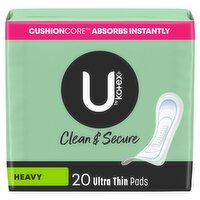 U by Kotex Clean & Secure Heavy Ultra Thin Pads, 20 count