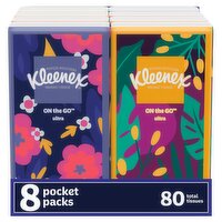 Kleenex On-­the-­Go Ultra Tissues, 10 count, 8 packs