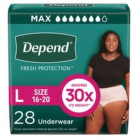 Depend Fresh Protection Maximum Underwear, Size L, 28 count