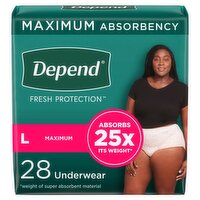 Depend Fresh Protection Maximum Underwear, L, 28 count, 28 Each