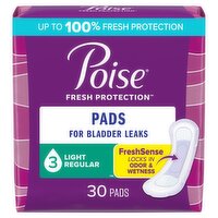 Poise Fresh Protection Light Regular Pads, 30 count