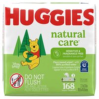 Huggies Natural Care Sensitive & Fragrance Free Baby Wipes, 168 count