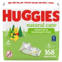 Huggies Natural Care Sensitive & Fragrance Free Baby Wipes, 168 count