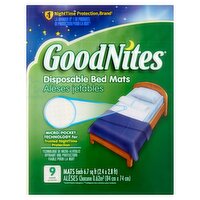 Goodnites Disposable Bed Mats, 9 count