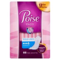 Poise Fresh Protection Moderate Regular Pads, 66 count