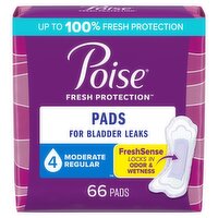 Poise Fresh Protection Moderate Regular Pads, 66 count