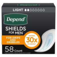 Depend Fresh Protection Light Shields for Men, 58 count, 58 Each
