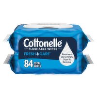 Cottonelle FreshCare Hypoallergenic Flushable Wipes, 42 count, 84 Each