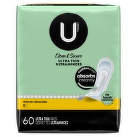 U by Kotex Clean & Secure Regular Ultra Thin Pads, 60 count