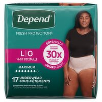 Depend Fresh Protection Maximum Underwear, Size L, 17 count