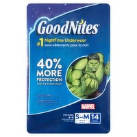 GoodNites Marvel NightTime Underwear, Fits Sizes 4-8 S-M, 38-65 lbs, 14 count