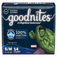 Goodnites Boys Bedwetting Underwear, Sizes 6-8, S/M, 43-68 lbs, 14 count