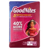 GoodNites Disney Elena of Avalor NightTime Underwear, Fits Sizes 4-8 S-M, 38-65 lbs, 14 count, 14 Each