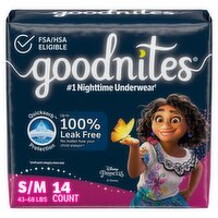 Goodnites Girls Bedwetting Underwear, Sizes 6-8, S/M, 43-68 lbs, 14 count
