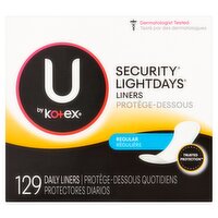 U by Kotex Security Lightdays Regular Daily Liners, 129 count