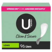 U by Kotex Clean & Secure Long Liners, 96 count, 96 Each