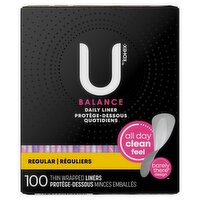 U by Kotex Balance Regular Thin Wrapped Daily Liners, 100 count