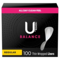 U by Kotex Balance Regular Thin Wrapped Daily Liners, 100 count