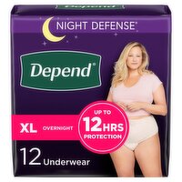 Depend Night Defense Fresh Protection Underwear, Size XL, 12 count, 12 Each