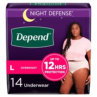 Depend Night Defense Fresh Protection Underwear, L, 14 count, 14 Each